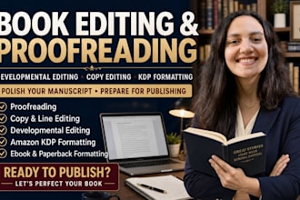 proofread, developmental copy edit, book editing amazon kdp book formatting kdp