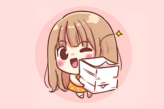 draw cute cartoon character, mascot, kawaii, sticker, chibi art