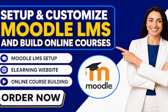 setup moodle lms, customize moodle and build elearning website online courses