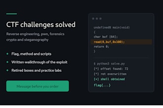 do reverse engineering, binary analysis, digital forensics ctf challenge solving