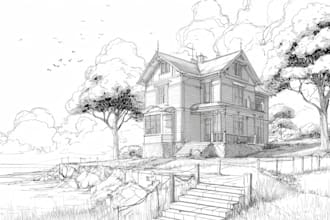 sketch houses and buildings