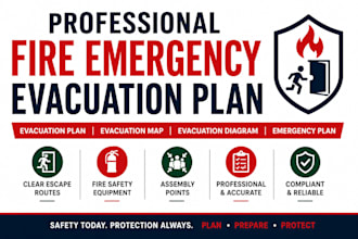 design a fire emergency evacuation plan, map and diagram fire safety fire alarm