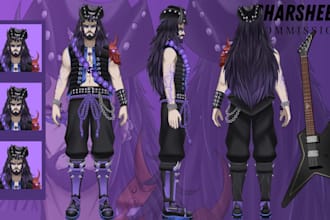 draw character or reference sheet for your character in anime for vtuber and oc