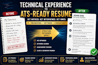write an ats technical resume, CV and technical documents