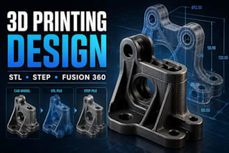 do 3d printing design, cad design, stl and step 3d models in fusion 360