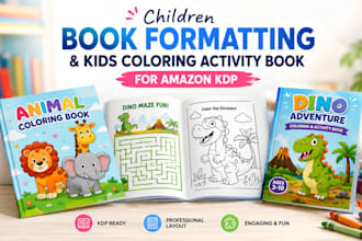 do children book formatting and kids coloring activity book for amazon kdp
