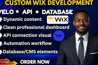 build custom wix velo features database api and automation wix website redesign
