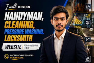 design handyman, cleaning, pressure washing, locksmith website for more leads