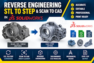 reverse engineering, stl to step and scan to cad in solidworks