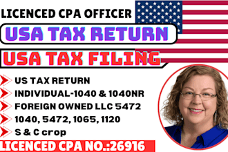do US tax filing, USA tax return, business tax, form 1040nr, 5472 for US llc