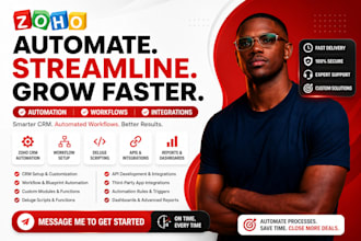 zoho CRM automation, workflow setup, deluge scripting, apis and integrations