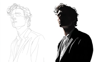 draw black and white outline illustration