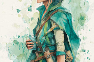 create fantasy watercolor characters and illustrations