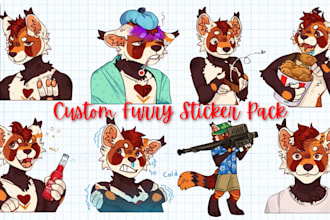 design expressive fursona stickers, telegram stickers, furry sticker pack, nsfw
