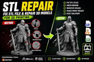 repair stl files, fix stl file and repair 3d models for printing