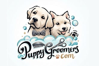 design wonderful dog grooming logo with free source file