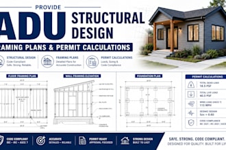 provide adu structural design, framing plans, and permit calculations