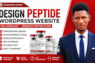 design peptide wordpress website fda compliant peptide research peptide store