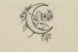 do handdrawn vintage botanical, mystic, logo illustration