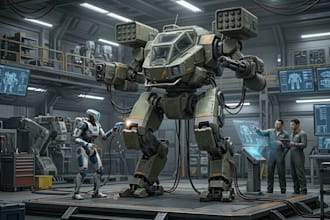 design robots and concept art of futuristic mecha