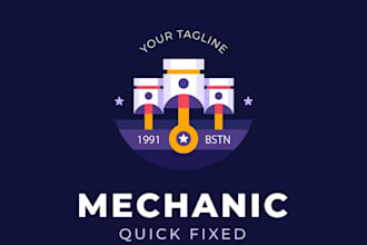 do custom piston, engine, wrench, automotive mechanic logo