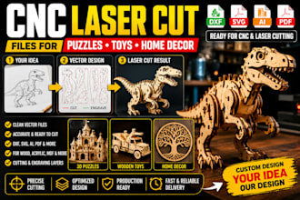 design cnc laser cut files for puzzles toys and decor