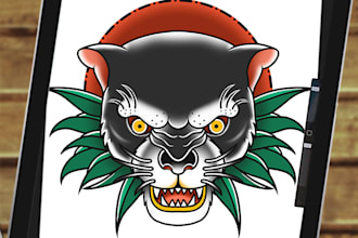 draw traditional or neo traditional tattoo style design