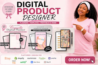 design etsy digital product digital products with digital planners and SEO