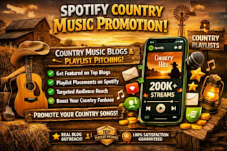 do spotify country music blog promotion, playlist pitching and artist marketing