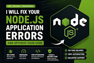 fix your node js application errors and optimize your code