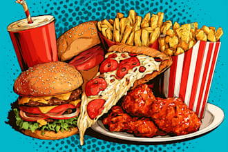 make a high quality culinary food pop art