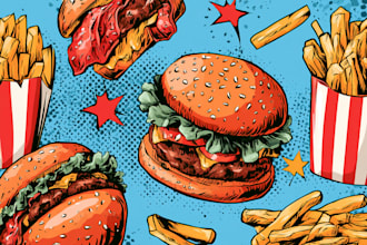 illustrate a fabulous food pop art of your culinary cuisine