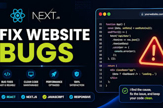 fix react next js javascript bugs and website errors