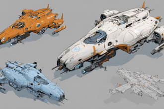 draw spaceship concept art or design a starship or vehicle