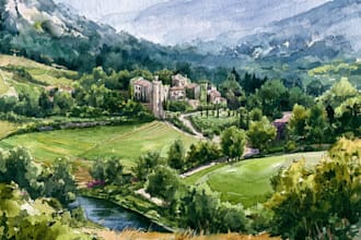paint landscapes in watercolor