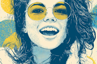 draw pop art portrait in roy lichtenstein style