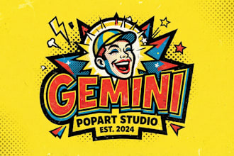 design a bold pop art logo for your brand