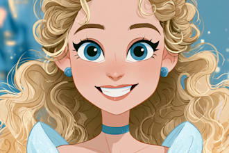 create portrait in disney cartoon illustration for gift