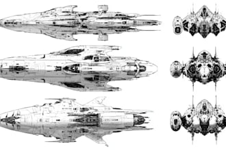 design spaceship, sci fi illustration and sci fi vehicle