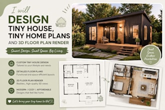 design tiny house, tiny home plans and 3d floor plan render