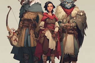 draw dnd character art, fantasy dnd character, illustration or concept art