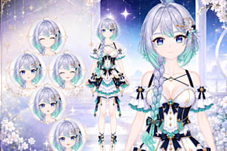 create a vtuber live2d model illustration