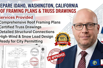 prepare idaho washington california roof framing plan truss draw structural plan