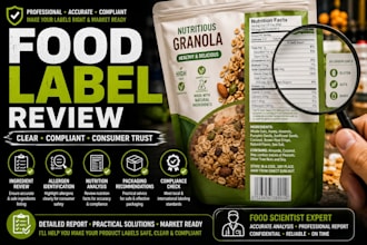 review your food label, ingredients, allergens and packaging information