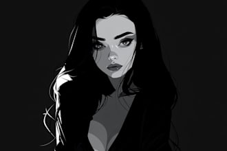 draw simple black and white illustration