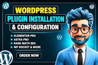 install elementor pro astra pro rank math seo plugins