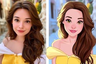 turn yourself into a beautiful portrait in disney style cartoon