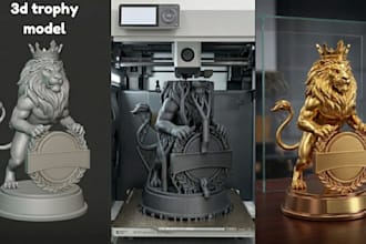 deign custom 3d trophy design award design medal design for 3d printing 3d model