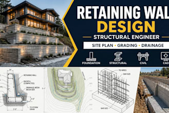do retaining wall design, drainage plan site plan deck beam slab, usa architect