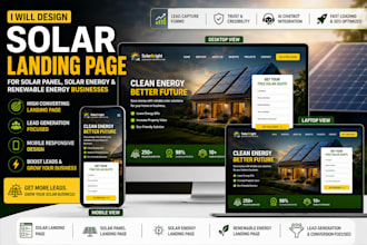 solar landing page for solar panel, solar energy and renewable energy businesses